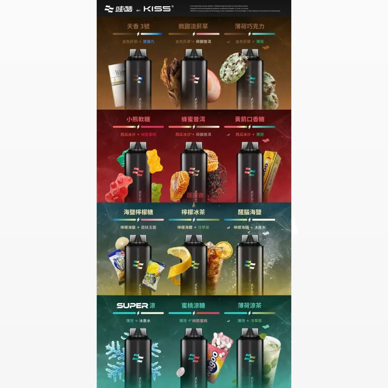 哇酷KIS拋棄式13000口熱門組合包 高達29種新奇搭配🔥